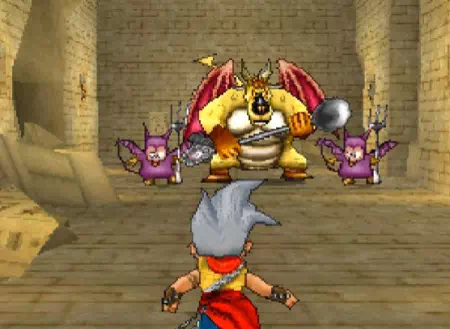 間違えた扉を開けると、デザートデーモンとベビーサタン×2がいて倒すまで部屋から出られません。
デザートデーモンは攻撃力とHPが高く、ザオラル・イオを使ってくる強敵です。