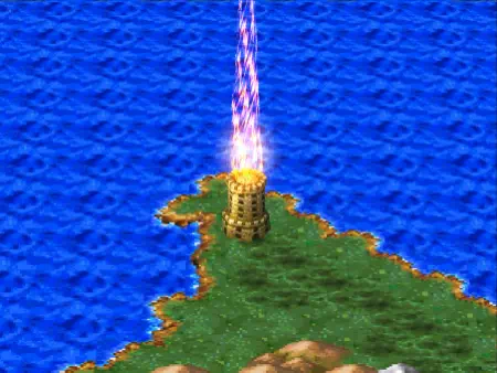 大灯台の最上階で種火が輝く